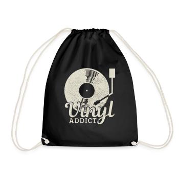 Vinyl Schallplatte Vintage DJ Geschenk - Turnbeutel - Schwarz - Vorne