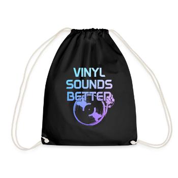 Vinyl Schallplatte Vintage DJ Geschenk - Turnbeutel - Schwarz - Vorne
