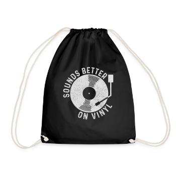 Vinyl Schallplatte Vintage DJ Geschenk - Turnbeutel - Schwarz - Vorne