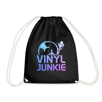 Vinyl Schallplatte Vintage DJ Geschenk - Turnbeutel - Schwarz - Vorne