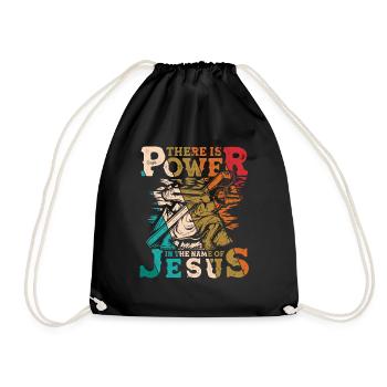 Power in the name of Jesus Vintage 1 Cross 3 - Drawstring Bag - black - Front