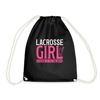Lacrosse Stick Lax Girl Spieler Mom Torwartfrauen - Turnbeutel - Schwarz - Vorne