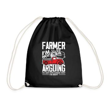 Lustiges Bauer Bauernhof Landwirt Geschenk - Turnbeutel - Schwarz - Vorne