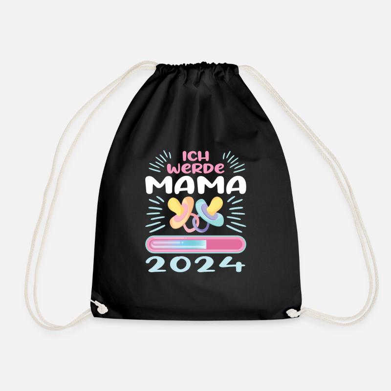 Mama 2024 werdende Mutter Schwangerschaft - Turnbeutel - Schwarz
