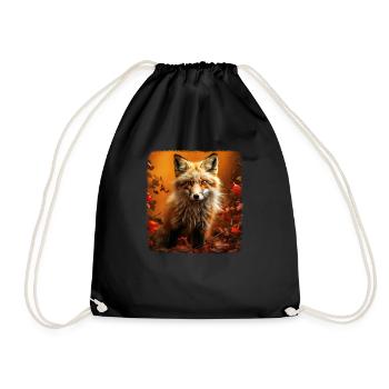 Foxes realistic fox - Drawstring Bag - black - Front