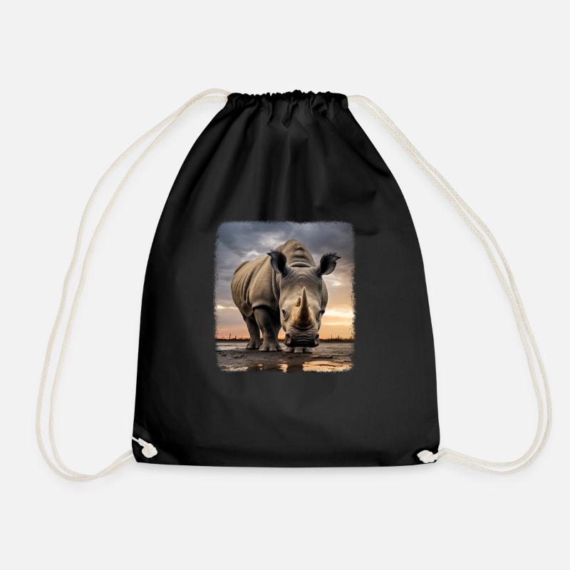 Nashörner realistic Nashorn - Turnbeutel - Schwarz