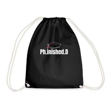 Ph.inished. Ph.d. Doktorat Master Bachelor - Turnbeutel - Schwarz - Vorne
