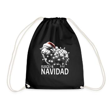 Fleece Navidad Weihnachten Geschenk Lustig Sprüche - Turnbeutel - Schwarz - Vorne