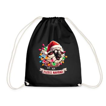 Fleece Navidad Weihnachten Geschenk Lustig Sprüche - Turnbeutel - Schwarz - Vorne