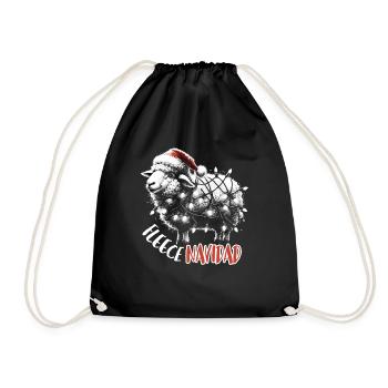 Fleece Navidad Weihnachten Geschenk Lustig Sprüche - Turnbeutel - Schwarz - Vorne