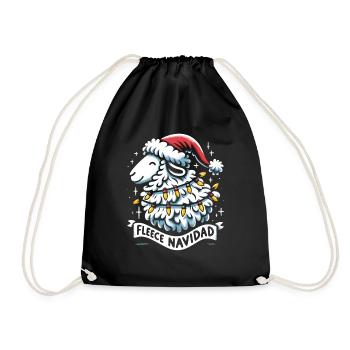 Fleece Navidad Weihnachten Geschenk Lustig Sprüche - Turnbeutel - Schwarz - Vorne
