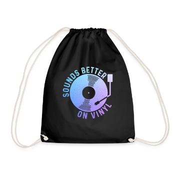 Vinyl Schallplatte Sammler DJ Geschenk - Turnbeutel - Schwarz - Vorne