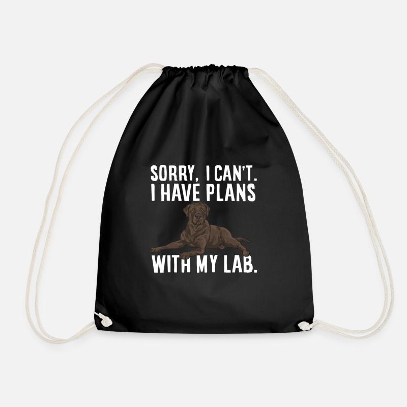 Chocolate Labrador Retriever Dog - Drawstring Bag - black