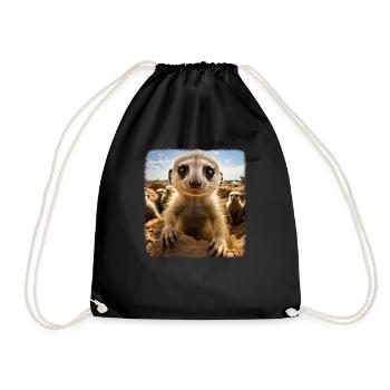 Meerkat realistic Erdmännchen - Drawstring Bag - black - Front