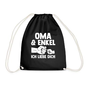 Oma Großmutter und Enkel - Turnbeutel - Schwarz - Vorne