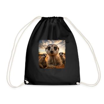 Meerkat realistic Erdmännchen - Drawstring Bag - black - Front