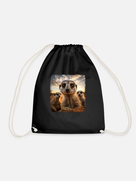 Meerkat realistic Erdmännchen - Turnbeutel - Schwarz