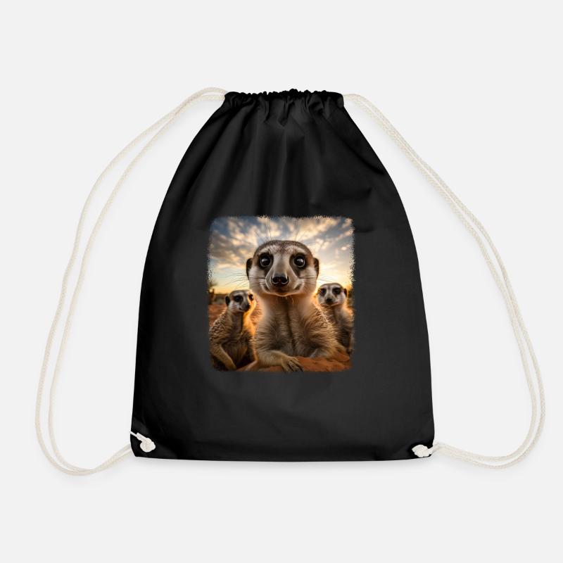 Meerkat realistic Erdmännchen - Turnbeutel - Schwarz