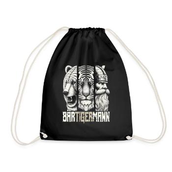 Bärtigermann Bär Tiger Mann Geschenk Bart Sprüche - Turnbeutel - Schwarz - Vorne