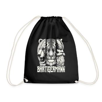 Bärtigermann Bär Tiger Mann Geschenk Bart Sprüche - Turnbeutel - Schwarz - Vorne