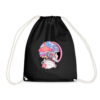 Cute Mushroom Art Psychedelic Astronaut EDM Rave - Turnbeutel - Schwarz - Vorne