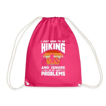Funny Hiking Gift - Drawstring Bag - fuchsia - Front