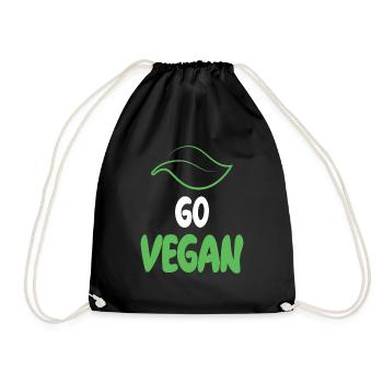 Go Vegan - Turnbeutel - Schwarz - Vorne