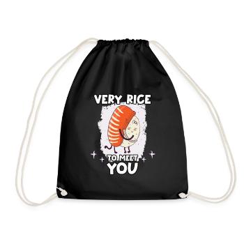 Lustiges Sushi-Motiv Nigiri-Reis Japanische Küche - Turnbeutel - Schwarz - Vorne
