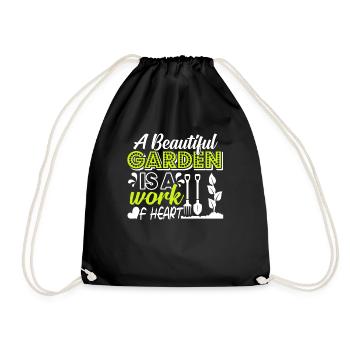 Gardening Gardening Is A Work Of Heart - Drawstring Bag - black - Front