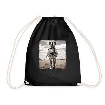 Zebras realistic Zebra - Drawstring Bag - black - Front