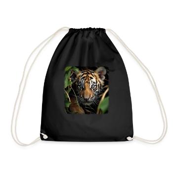 Tiger realistic baby tiger - Drawstring Bag - black - Front