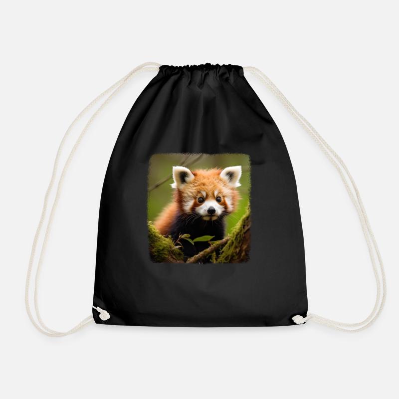 Rote Pandas realistic Roter Panda - Turnbeutel - Schwarz