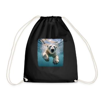 Polar Bear Realistic Polar Bear - Drawstring Bag - black - Front