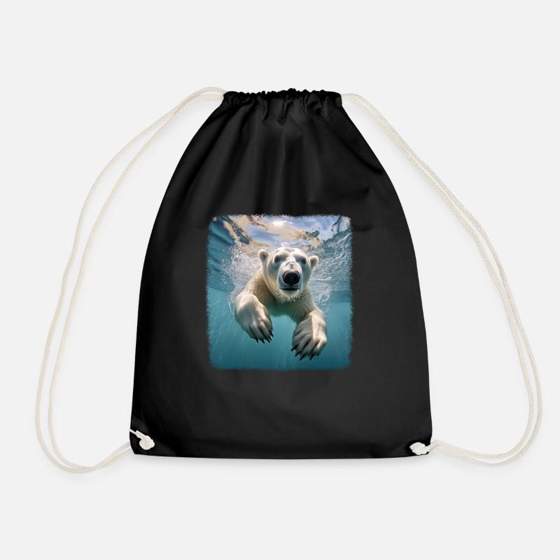 Eisbären realistic Eisbär - Turnbeutel - Schwarz