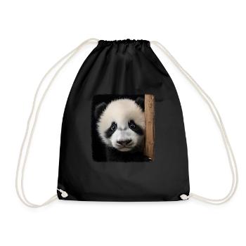 Panda's realistic panda - Drawstring Bag - black - Front