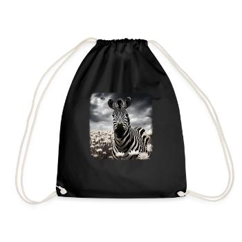 Zebras realistic Zebra - Drawstring Bag - black - Front