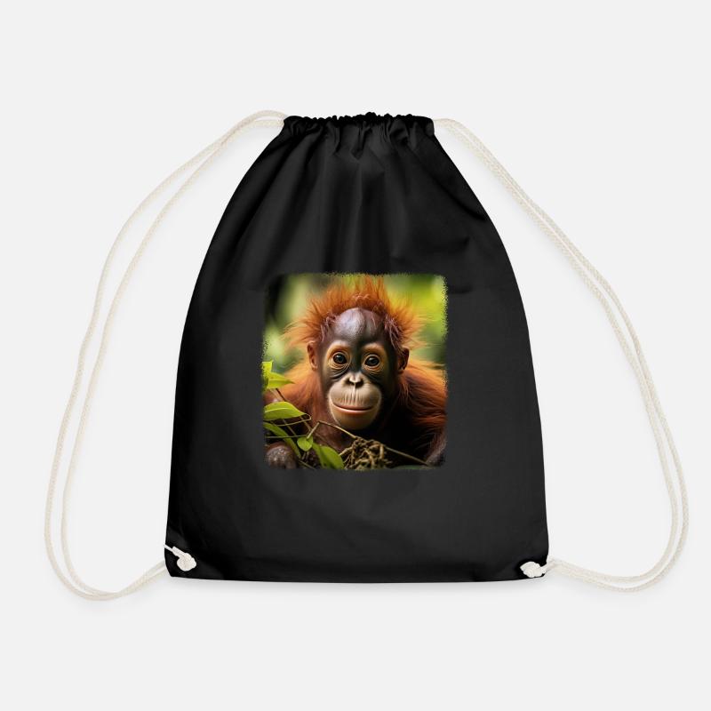 Orang Utans realistic Orang Utan - Turnbeutel - Schwarz