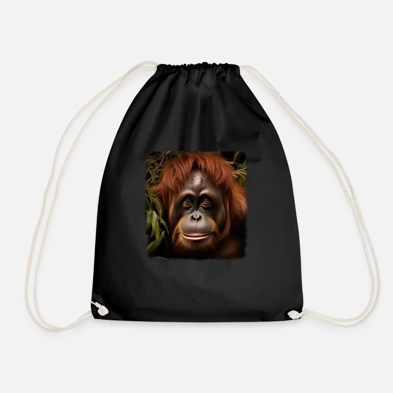 Orang Utans realistic Orang Utan - Turnbeutel - Schwarz