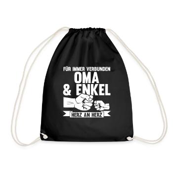 Oma Großmutter und Enkel - Turnbeutel - Schwarz - Vorne