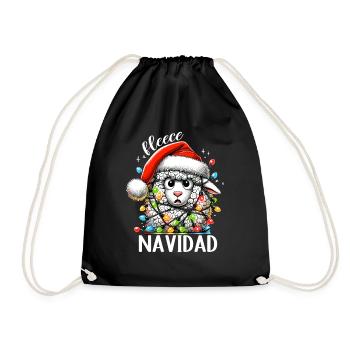 Fleece Navidad Weihnachten Geschenk Lustig Sprüche - Turnbeutel - Schwarz - Vorne