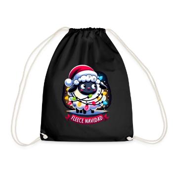 Fleece Navidad Weihnachten Geschenk Lustig Sprüche - Turnbeutel - Schwarz - Vorne