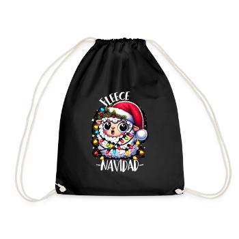 Fleece Navidad Weihnachten Geschenk Lustig Sprüche - Turnbeutel - Schwarz - Vorne