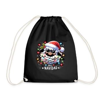 Fleece Navidad Weihnachten Geschenk Lustig Sprüche - Turnbeutel - Schwarz - Vorne