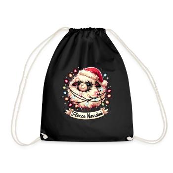 Fleece Navidad Weihnachten Geschenk Lustig Sprüche - Turnbeutel - Schwarz - Vorne