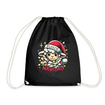 Fleece Navidad Weihnachten Geschenk Lustig Sprüche - Turnbeutel - Schwarz - Vorne