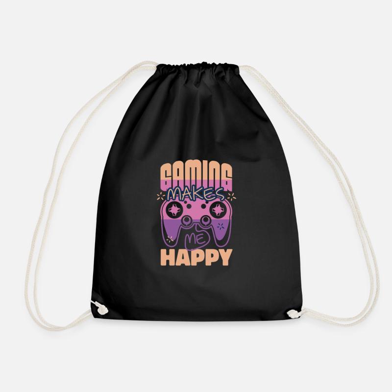 Joyful Gamer's Mantra - Drawstring Bag - black