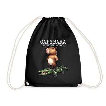 Capybara My Spirit Animal - Capybara auf Krokodil - Turnbeutel - Schwarz - Vorne