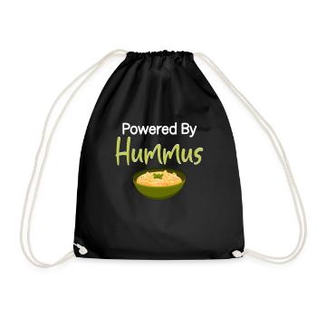 Powered By Hummus Gluten Free Falafel Jewish - Drawstring Bag - black - Front