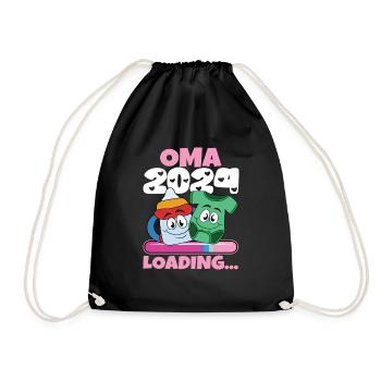 Oma 2024 werdende Oma 2024 Loading - Turnbeutel - Schwarz - Vorne
