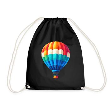 Bunter Heißluftballon im Klaren Himmel - Turnbeutel - Schwarz - Vorne